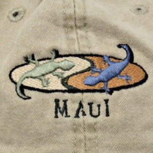 Maui Hawaii Lizard Gecko Embroidered Baseball Cap